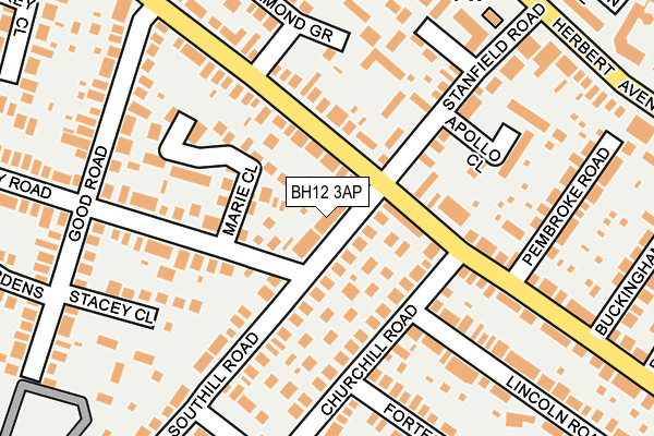 BH12 3AP map - OS OpenMap – Local (Ordnance Survey)