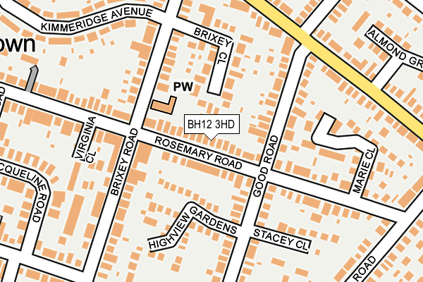 BH12 3HD map - OS OpenMap – Local (Ordnance Survey)