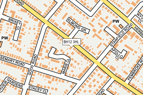 BH12 3HL map - OS OpenMap – Local (Ordnance Survey)