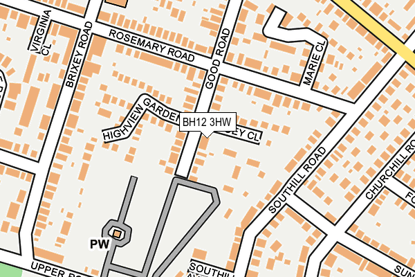 BH12 3HW map - OS OpenMap – Local (Ordnance Survey)