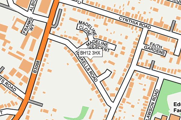 BH12 3HX map - OS OpenMap – Local (Ordnance Survey)