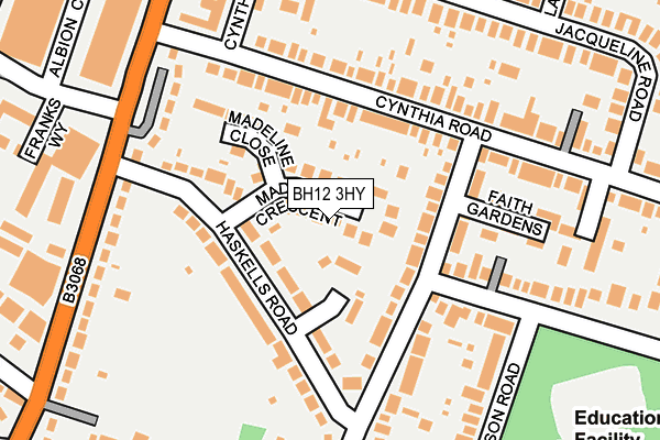 BH12 3HY map - OS OpenMap – Local (Ordnance Survey)