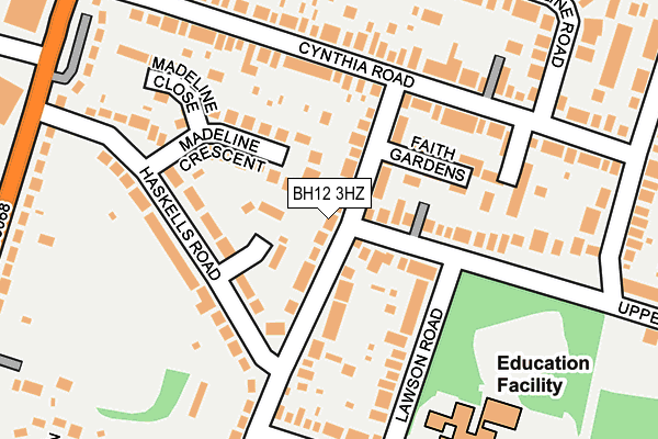 BH12 3HZ map - OS OpenMap – Local (Ordnance Survey)