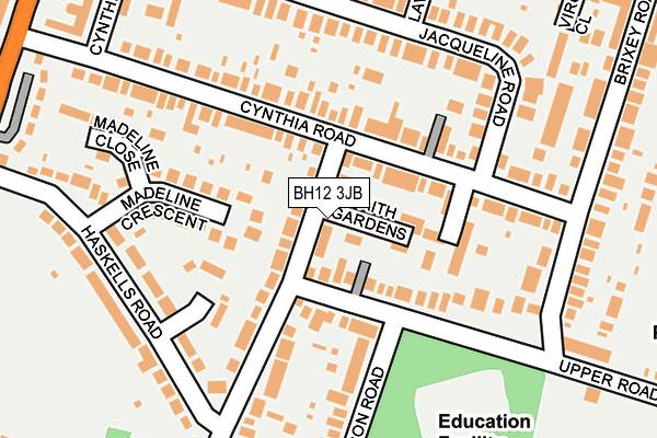 BH12 3JB map - OS OpenMap – Local (Ordnance Survey)