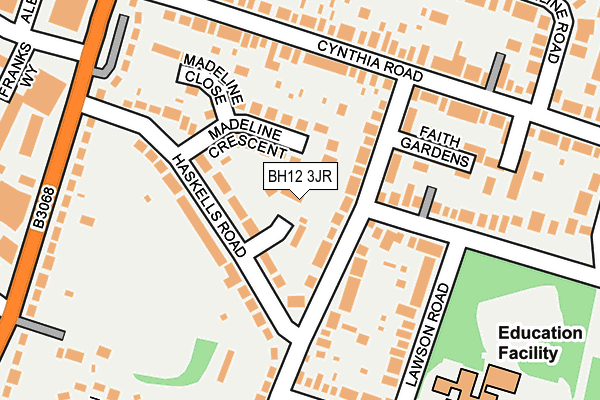 BH12 3JR map - OS OpenMap – Local (Ordnance Survey)
