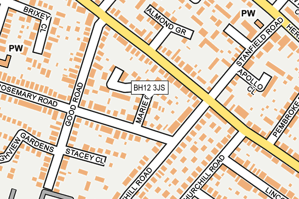 BH12 3JS map - OS OpenMap – Local (Ordnance Survey)