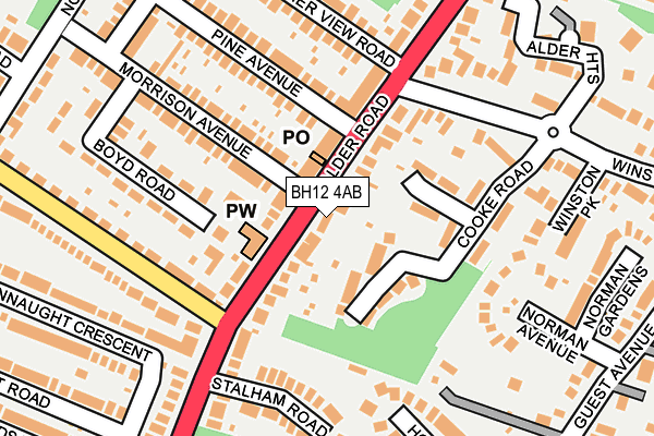 BH12 4AB map - OS OpenMap – Local (Ordnance Survey)