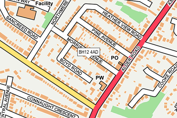 BH12 4AD map - OS OpenMap – Local (Ordnance Survey)