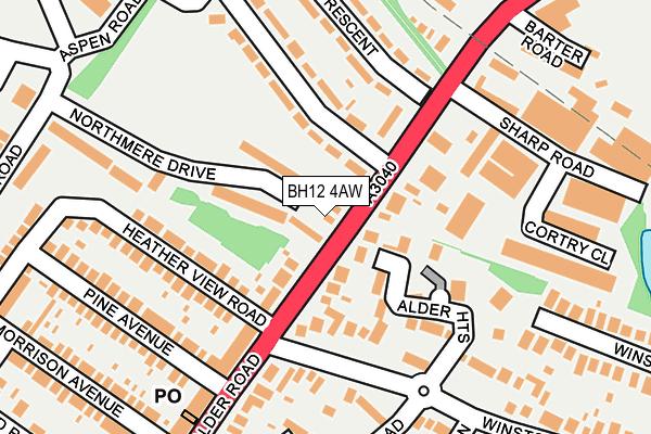 BH12 4AW map - OS OpenMap – Local (Ordnance Survey)