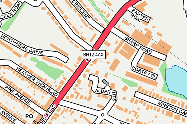 BH12 4AX map - OS OpenMap – Local (Ordnance Survey)