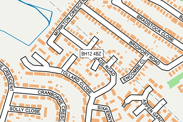 BH12 4BZ map - OS OpenMap – Local (Ordnance Survey)