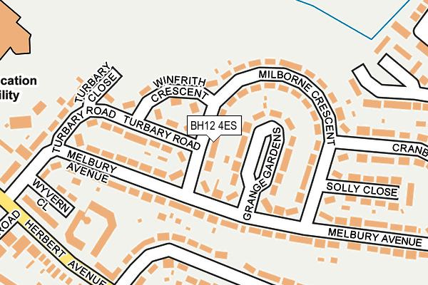 BH12 4ES map - OS OpenMap – Local (Ordnance Survey)