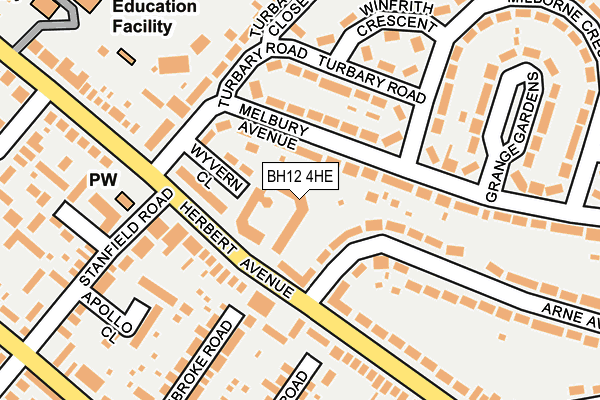 BH12 4HE map - OS OpenMap – Local (Ordnance Survey)