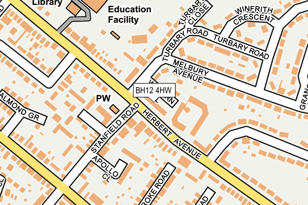 BH12 4HW map - OS OpenMap – Local (Ordnance Survey)