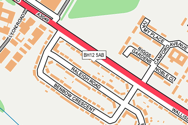BH12 5AB map - OS OpenMap – Local (Ordnance Survey)