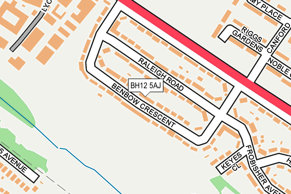 BH12 5AJ map - OS OpenMap – Local (Ordnance Survey)
