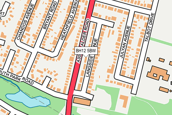 BH12 5BW map - OS OpenMap – Local (Ordnance Survey)