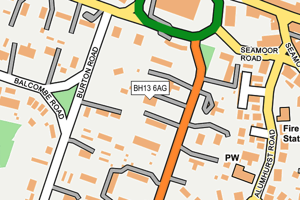 BH13 6AG map - OS OpenMap – Local (Ordnance Survey)