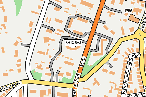 BH13 6AJ map - OS OpenMap – Local (Ordnance Survey)