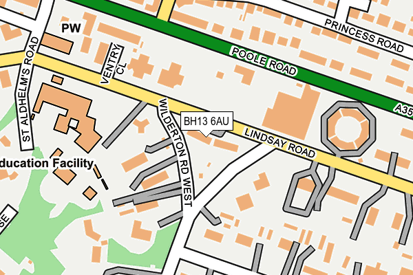 BH13 6AU map - OS OpenMap – Local (Ordnance Survey)