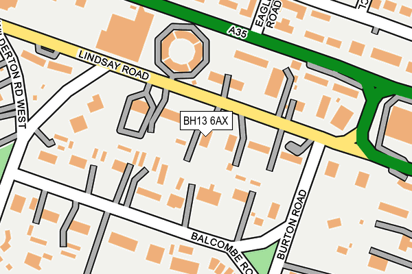 BH13 6AX map - OS OpenMap – Local (Ordnance Survey)
