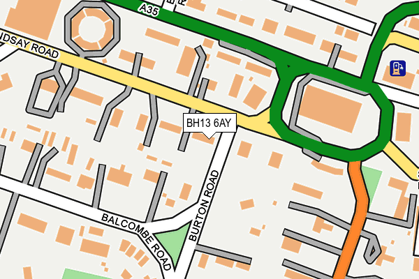BH13 6AY map - OS OpenMap – Local (Ordnance Survey)