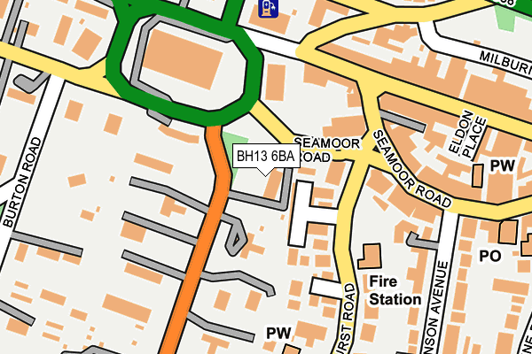 BH13 6BA map - OS OpenMap – Local (Ordnance Survey)