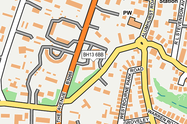 BH13 6BB map - OS OpenMap – Local (Ordnance Survey)