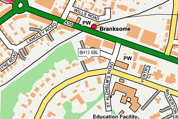 BH13 6BL map - OS OpenMap – Local (Ordnance Survey)