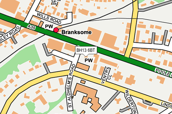 BH13 6BT map - OS OpenMap – Local (Ordnance Survey)