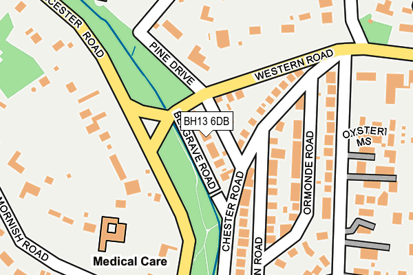 BH13 6DB map - OS OpenMap – Local (Ordnance Survey)