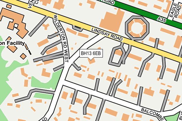 BH13 6EB map - OS OpenMap – Local (Ordnance Survey)