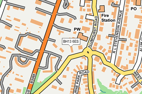 BH13 6ES map - OS OpenMap – Local (Ordnance Survey)