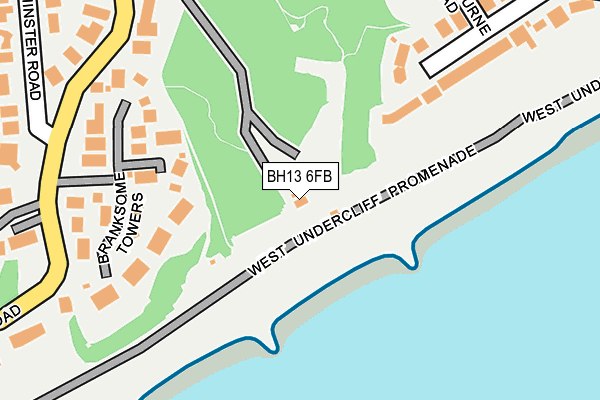 BH13 6FB map - OS OpenMap – Local (Ordnance Survey)