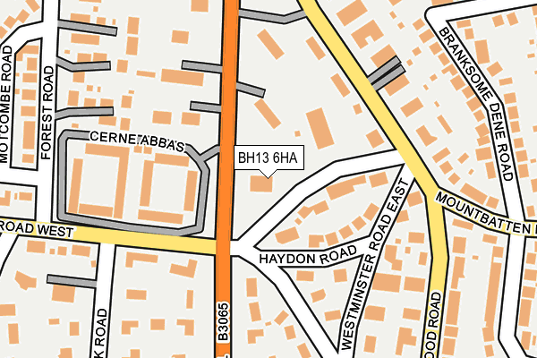BH13 6HA map - OS OpenMap – Local (Ordnance Survey)