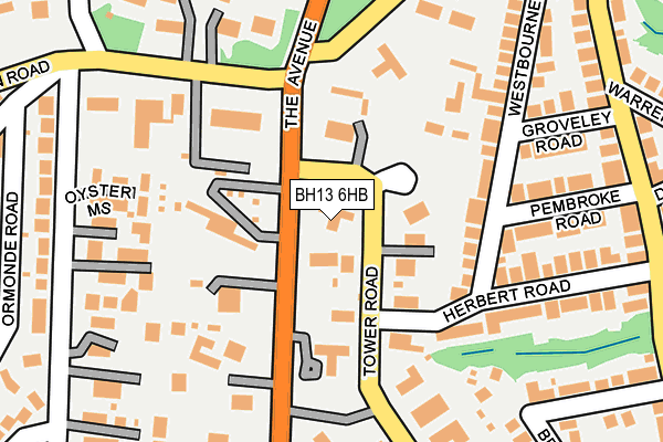 BH13 6HB map - OS OpenMap – Local (Ordnance Survey)