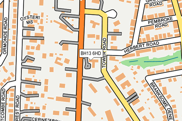 BH13 6HD map - OS OpenMap – Local (Ordnance Survey)