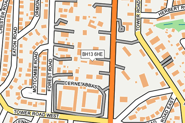 BH13 6HE map - OS OpenMap – Local (Ordnance Survey)