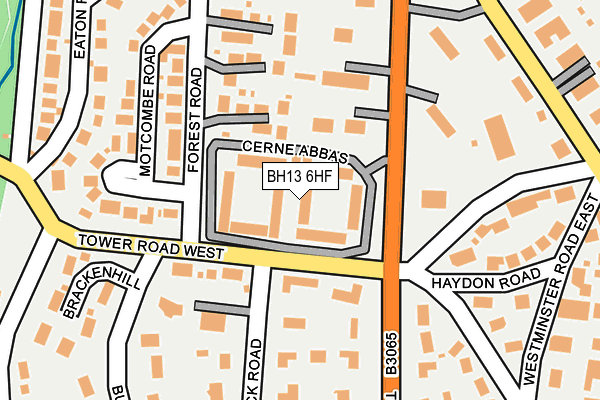 BH13 6HF map - OS OpenMap – Local (Ordnance Survey)