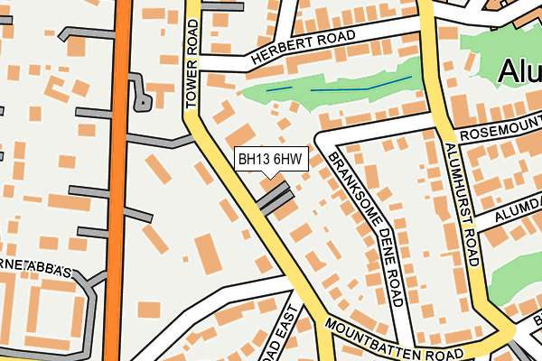 BH13 6HW map - OS OpenMap – Local (Ordnance Survey)