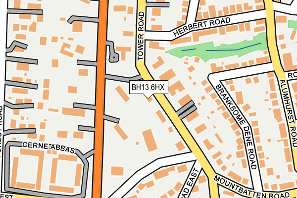 BH13 6HX map - OS OpenMap – Local (Ordnance Survey)