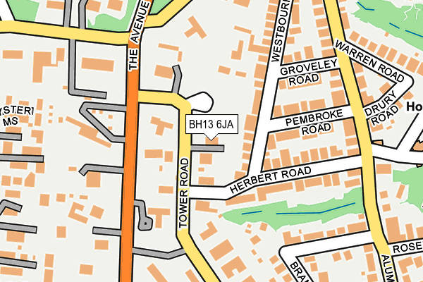 BH13 6JA map - OS OpenMap – Local (Ordnance Survey)