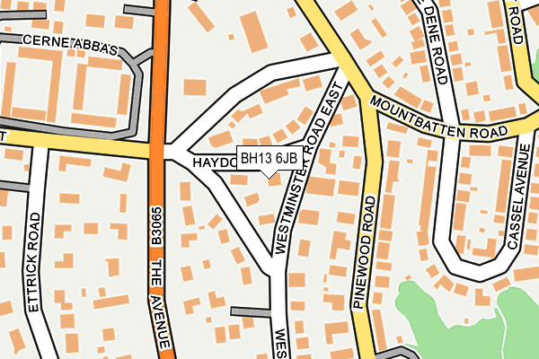 BH13 6JB map - OS OpenMap – Local (Ordnance Survey)