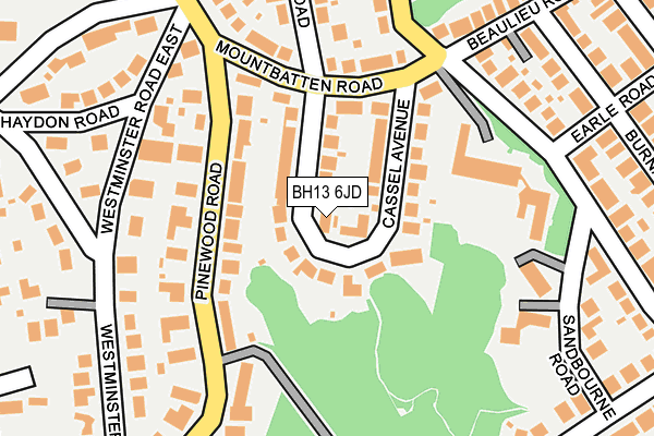 BH13 6JD map - OS OpenMap – Local (Ordnance Survey)