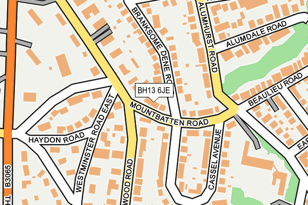 BH13 6JE map - OS OpenMap – Local (Ordnance Survey)