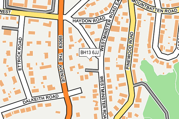 BH13 6JJ map - OS OpenMap – Local (Ordnance Survey)
