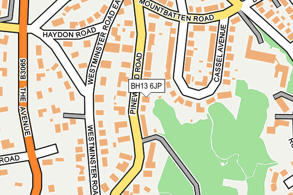 BH13 6JP map - OS OpenMap – Local (Ordnance Survey)