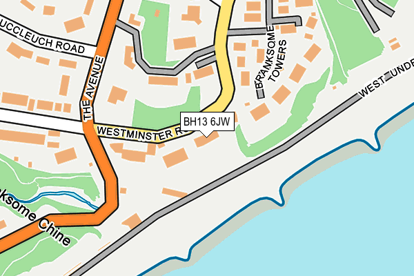 BH13 6JW map - OS OpenMap – Local (Ordnance Survey)