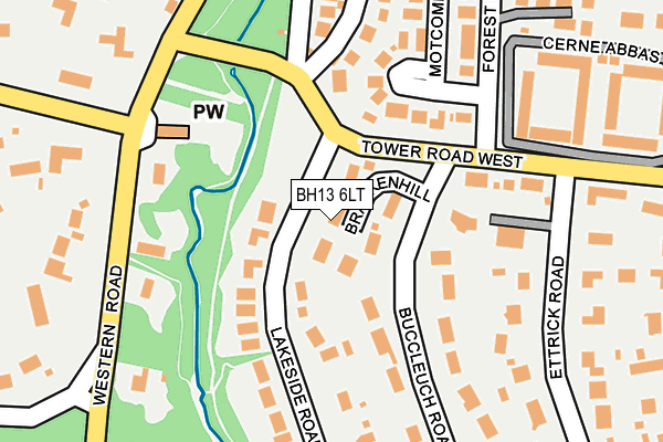 BH13 6LT map - OS OpenMap – Local (Ordnance Survey)