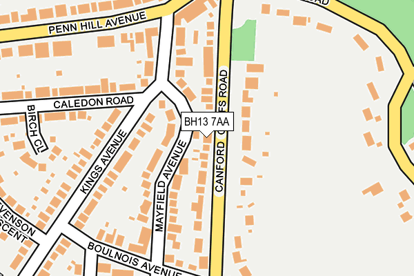 BH13 7AA map - OS OpenMap – Local (Ordnance Survey)